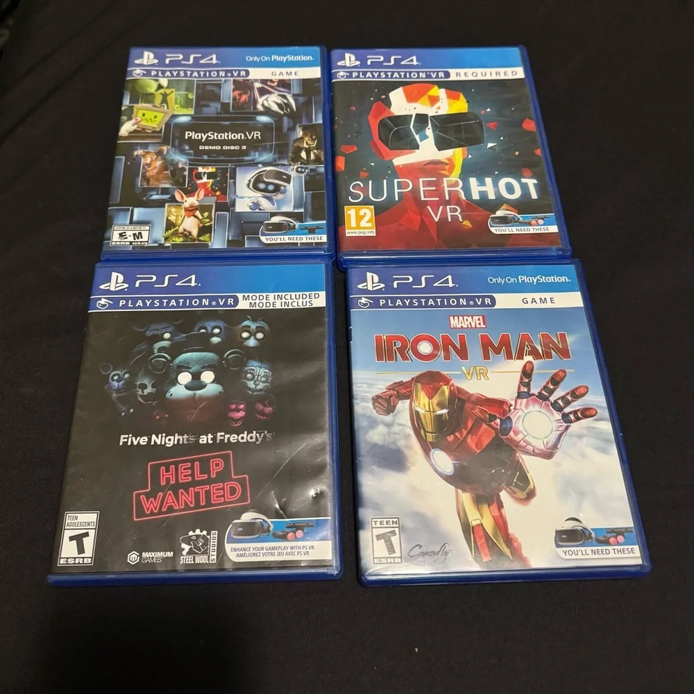 Sony PlayStation VR1 Headset Bundle with Move Controllers, Camera, 4 Games